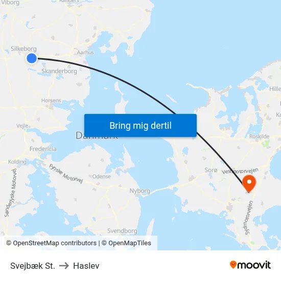 Svejbæk St. to Haslev map