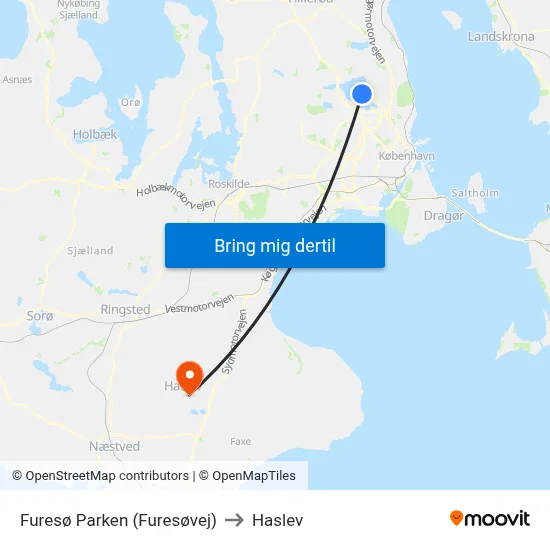 Furesø Parken (Furesøvej) to Haslev map