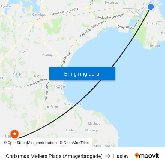 Christmas Møllers Plads (Amagerbrogade) to Haslev map