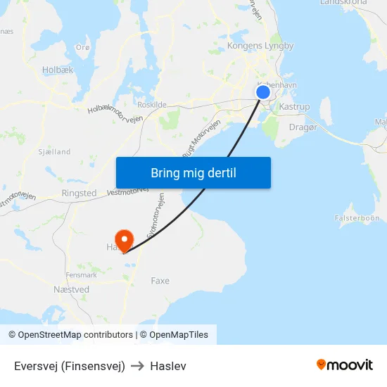 Eversvej (Finsensvej) to Haslev map