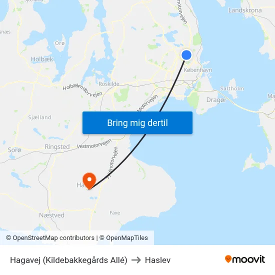 Hagavej (Kildebakkegårds Allé) to Haslev map
