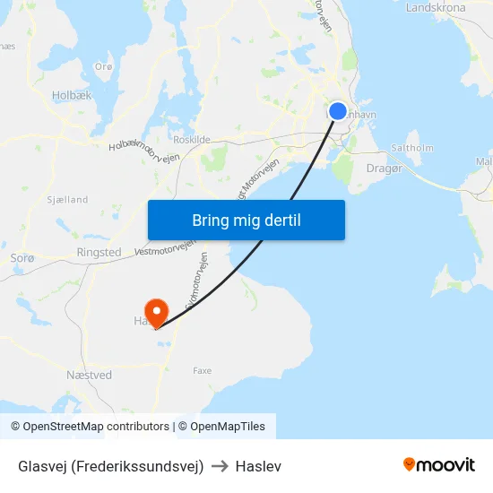 Glasvej (Frederikssundsvej) to Haslev map