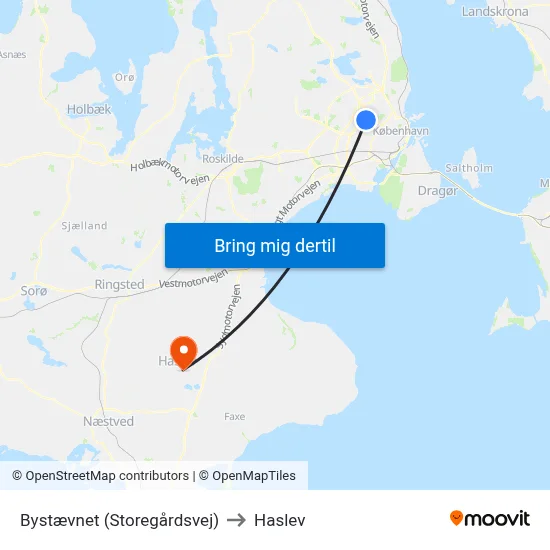 Bystævnet (Storegårdsvej) to Haslev map