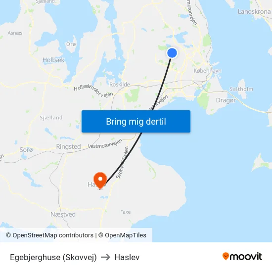 Egebjerghuse (Skovvej) to Haslev map