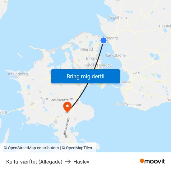 Kulturværftet (Allegade) to Haslev map