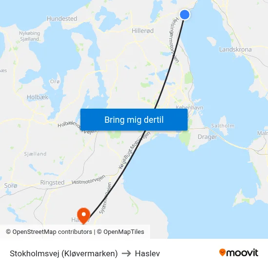 Stokholmsvej (Kløvermarken) to Haslev map