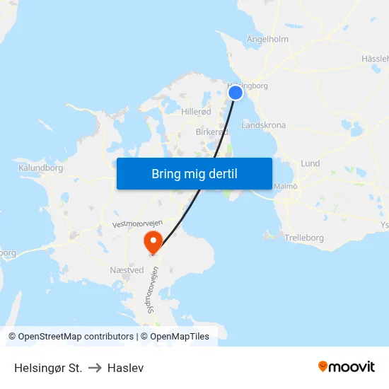 Helsingør St. to Haslev map