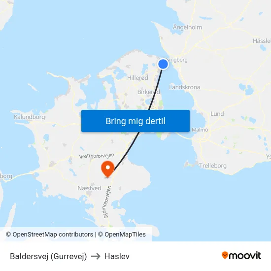 Baldersvej (Gurrevej) to Haslev map