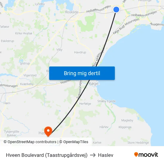 Hveen Boulevard (Taastrupgårdsvej) to Haslev map