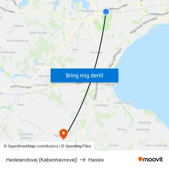 Hedelandsvej (Københavnsvej) to Haslev map