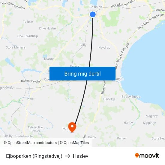 Ejboparken (Ringstedvej) to Haslev map