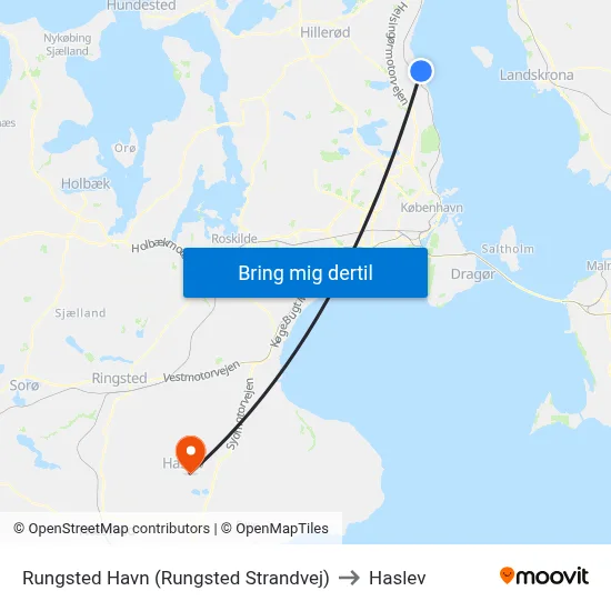 Rungsted Havn (Rungsted Strandvej) to Haslev map