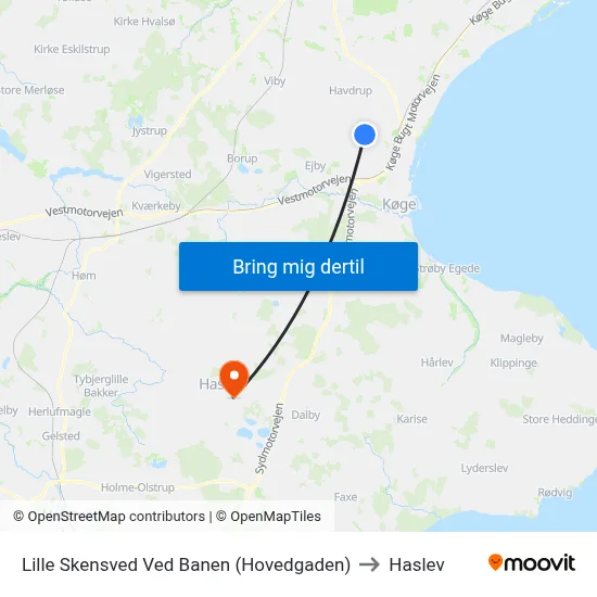 Lille Skensved Ved Banen (Hovedgaden) to Haslev map