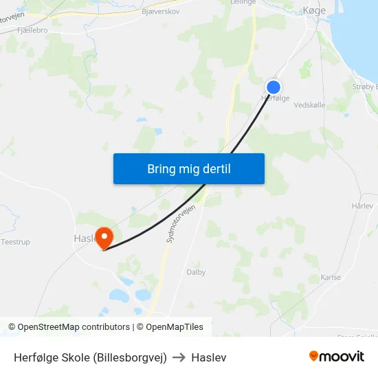 Herfølge Skole (Billesborgvej) to Haslev map