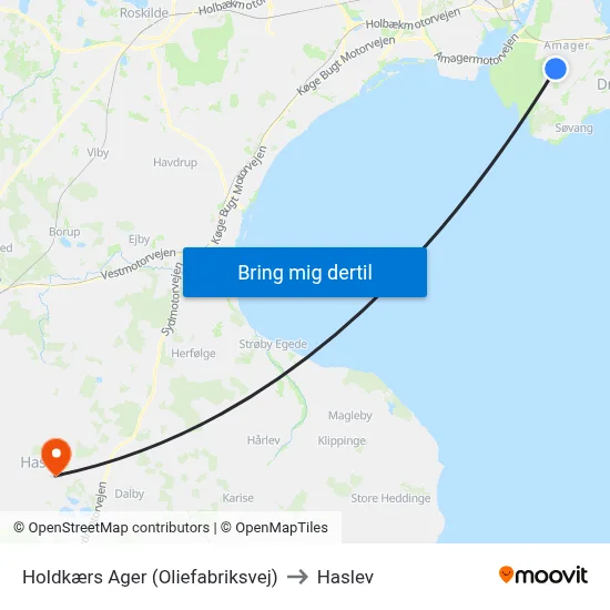Holdkærs Ager (Oliefabriksvej) to Haslev map