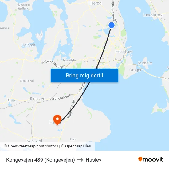 Kongevejen 489 (Kongevejen) to Haslev map