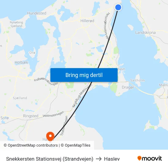 Snekkersten Stationsvej (Strandvejen) to Haslev map