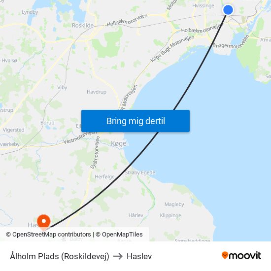 Ålholm Plads (Roskildevej) to Haslev map