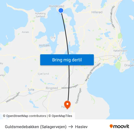 Guldsmedebakken (Sølagervejen) to Haslev map