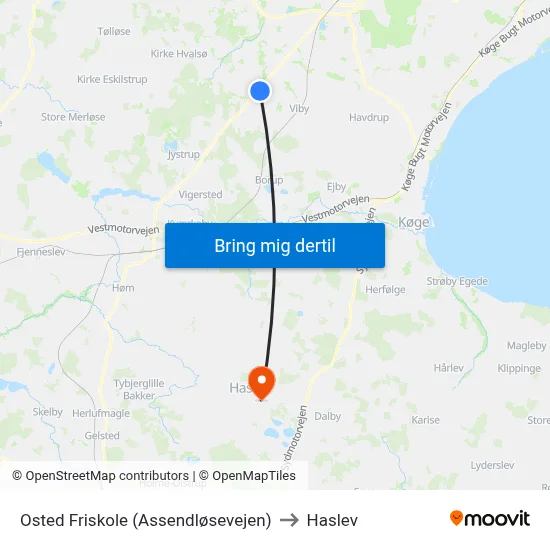 Osted Friskole (Assendløsevejen) to Haslev map