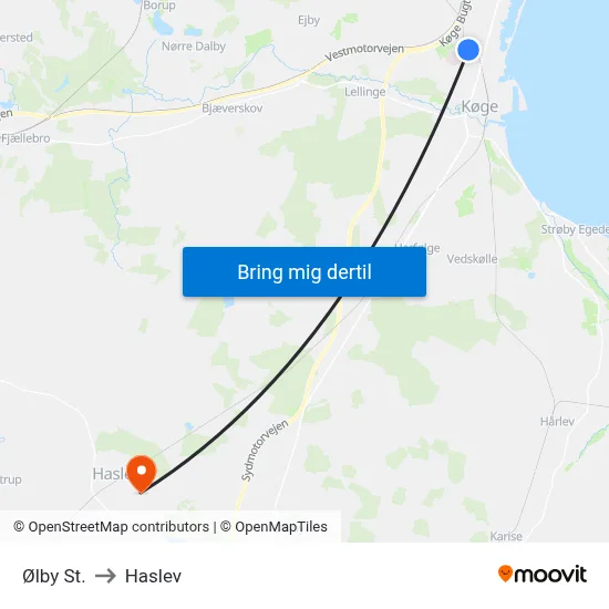 Ølby St. to Haslev map