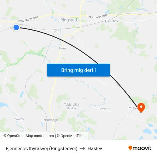 Fjenneslevthyrasvej (Ringstedvej) to Haslev map