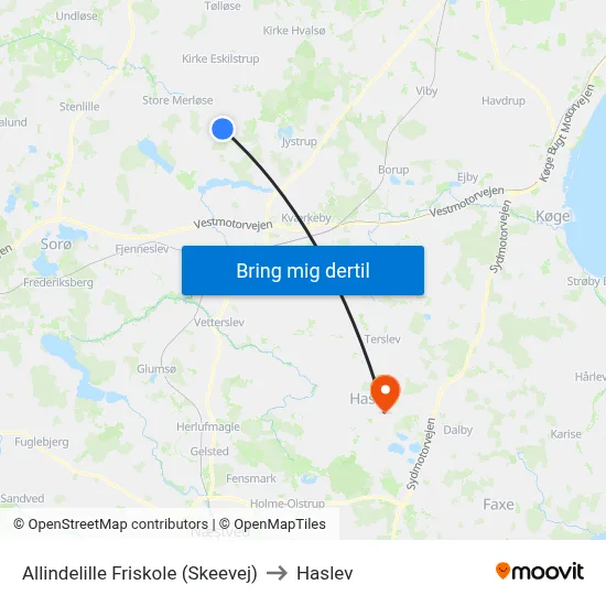 Allindelille Friskole (Skeevej) to Haslev map