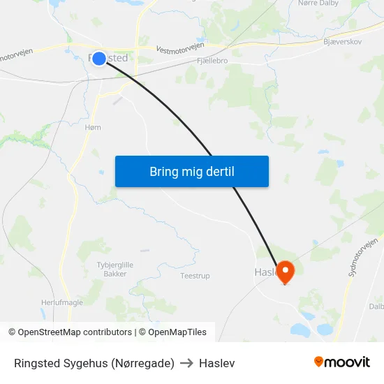 Ringsted Sygehus (Nørregade) to Haslev map