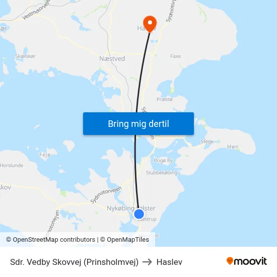Sdr. Vedby Skovvej (Prinsholmvej) to Haslev map