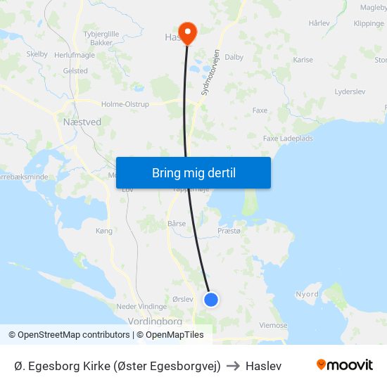 Ø. Egesborg Kirke (Øster Egesborgvej) to Haslev map