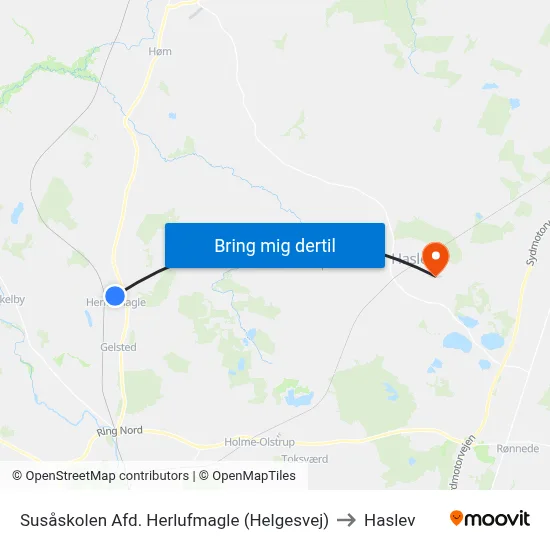 Susåskolen Afd. Herlufmagle (Helgesvej) to Haslev map