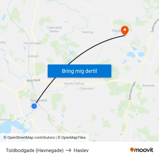 Toldbodgade (Havnegade) to Haslev map