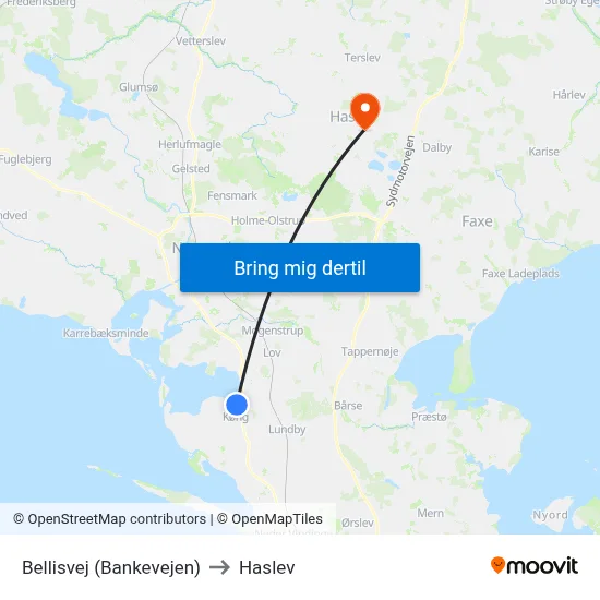 Bellisvej (Bankevejen) to Haslev map