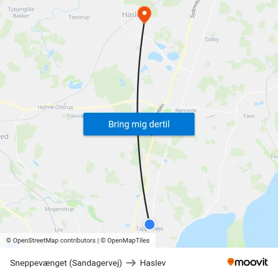 Sneppevænget (Sandagervej) to Haslev map
