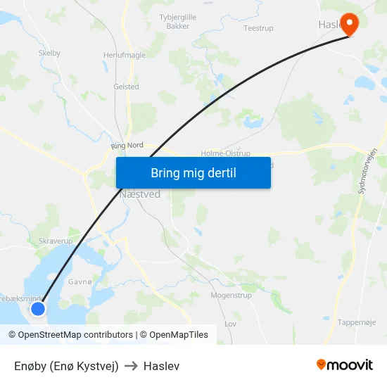 Enøby (Enø Kystvej) to Haslev map