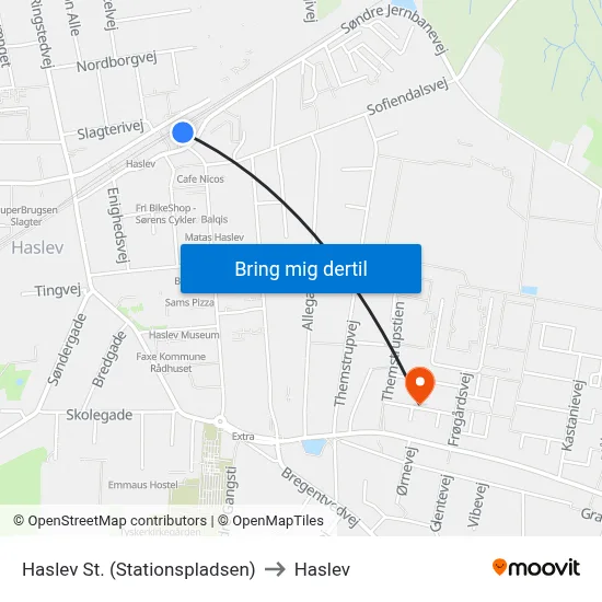 Haslev St. (Stationspladsen) to Haslev map