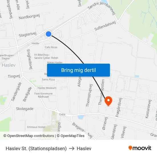 Haslev St. (Stationspladsen) to Haslev map