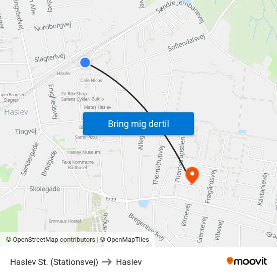 Haslev St. (Stationsvej) to Haslev map