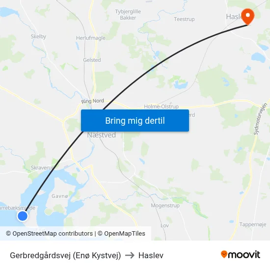 Gerbredgårdsvej (Enø Kystvej) to Haslev map