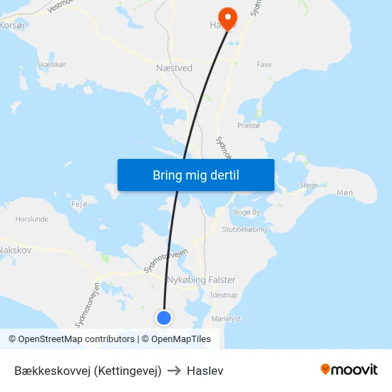 Bækkeskovvej (Kettingevej) to Haslev map