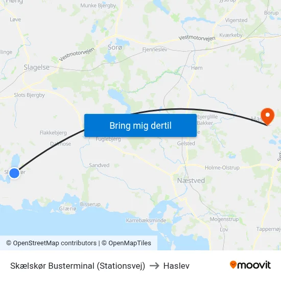 Skælskør Busterminal (Stationsvej) to Haslev map
