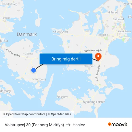 Volstrupvej 30 (Faaborg Midtfyn) to Haslev map