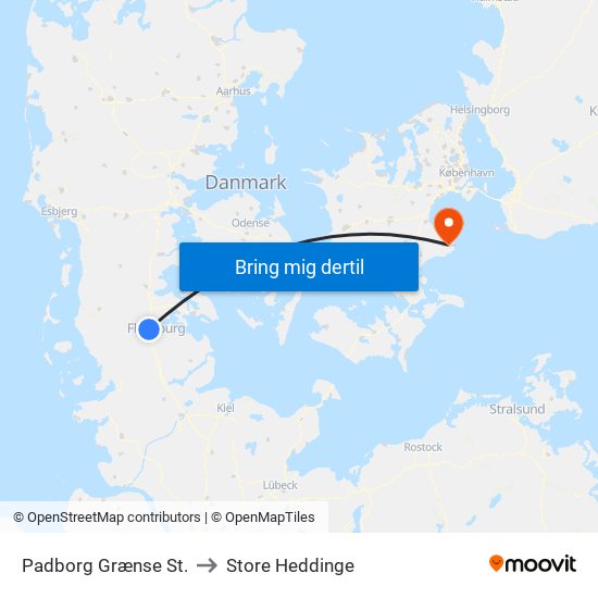 Padborg Grænse St. to Store Heddinge map