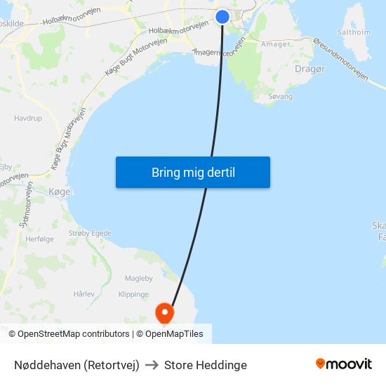Nøddehaven (Retortvej) to Store Heddinge map