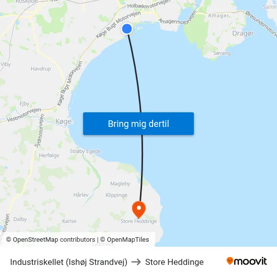 Industriskellet (Ishøj Strandvej) to Store Heddinge map