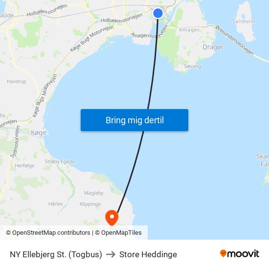 NY Ellebjerg St. (Togbus) to Store Heddinge map