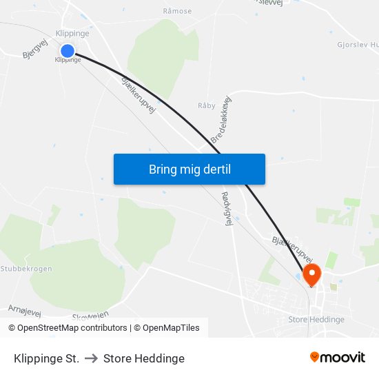 Klippinge St. to Store Heddinge map