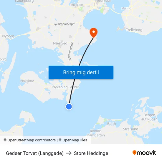 Gedser Torvet (Langgade) to Store Heddinge map
