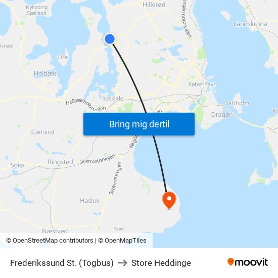 Frederikssund St. (Togbus) to Store Heddinge map