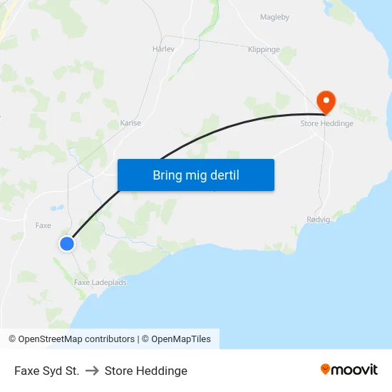 Faxe Syd St. to Store Heddinge map